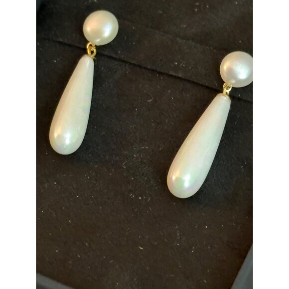 SHASHI Linnea Pearl Drop Earring in Pearl One Size New Womens Dangle - Picture 5 of 11